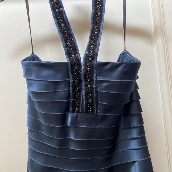 BCBG MaxAzria Tiered Satin Short Dress - Picture 1 of 6